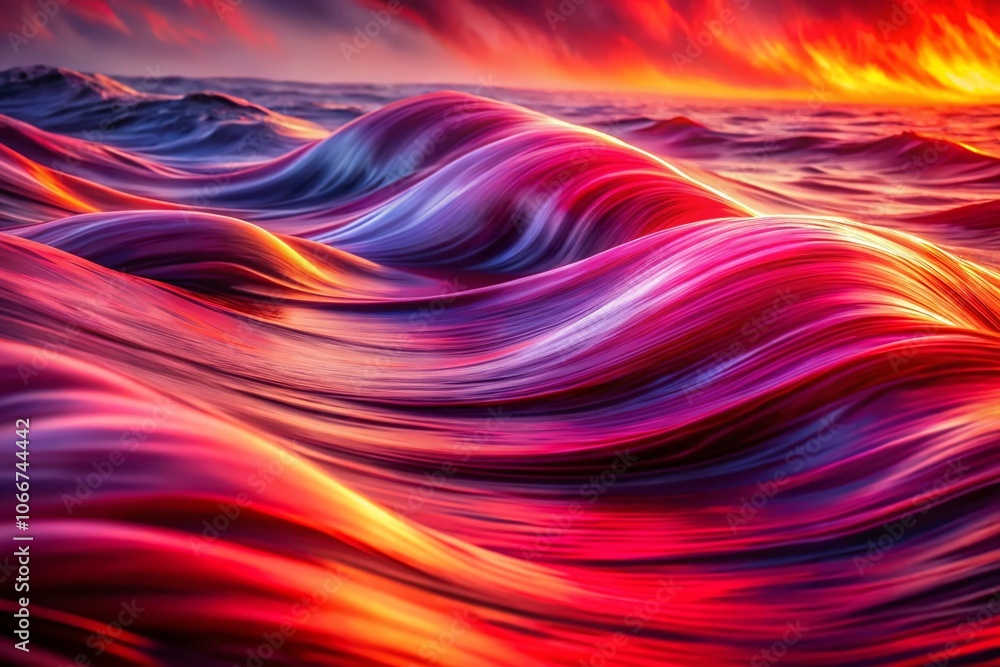 Poster swirling abstract waves of rich reds and purples in conceptual art - dynamic motion and vivid color 