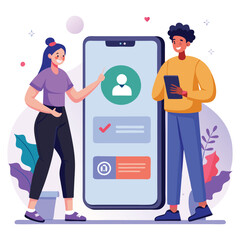 digital illustration featuring two people standing