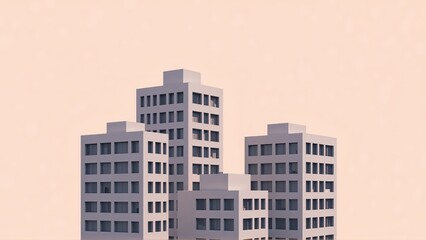 Fototapeta premium Generative AI, Minimalist Modern Architecture Against Pastel Sky