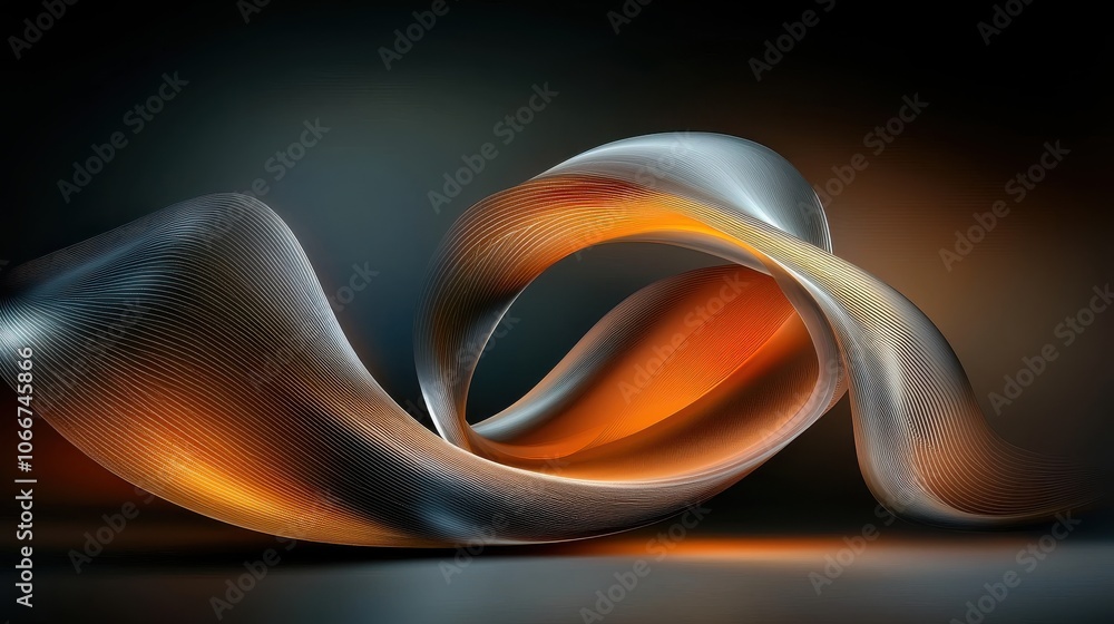 Aufkleber elegant abstract wave of intertwined lines in warm and cool gradient tones, ai generation