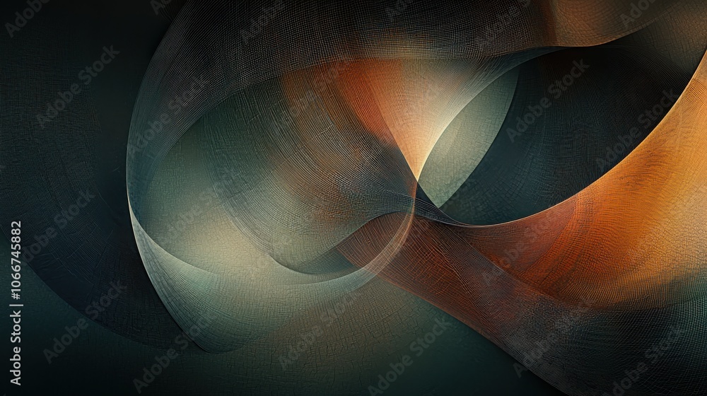 Poster elegant abstract wave of intertwined lines in warm and cool gradient tones, ai generation