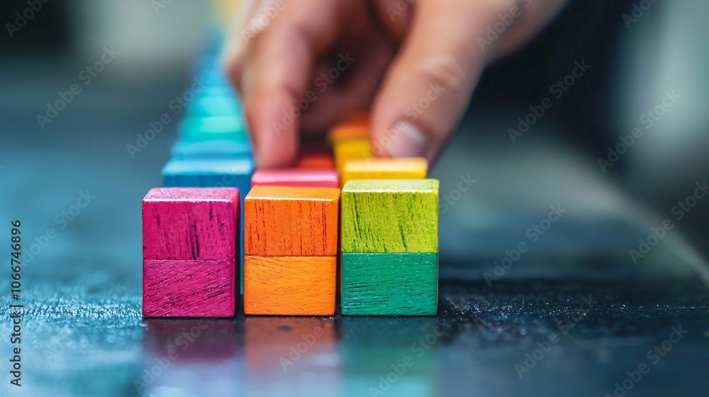 Poster Enhance your business plan strategy development by utilizing colorful building blocks for effective planning and collaboration