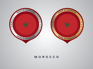 Made in Morocco. labels, stickers, pointer, badge and symbol of Morocco flag icon. Collection vector illustration