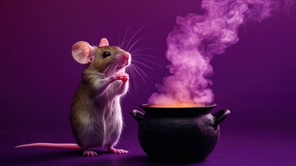 Curious Mouse Watching a Brewing Potion
