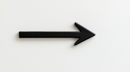 Simple black 2D arrow pointing right, isolated on white background, ideal for minimalistic design and navigation themes