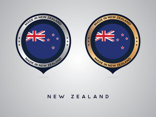 Made in New Zealand. labels, stickers, pointer, badge and symbol of New Zealand flag icon. Collection vector illustration