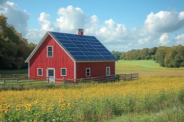 Obraz premium Solar panels on farms. Generative AI