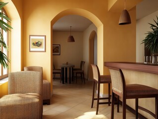 Cozy intimate corner bathed in warm lighting, perfect for relaxation and tranquility.