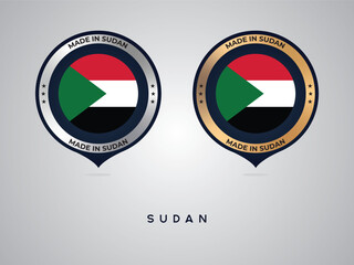 Fototapeta premium Made in Sudan. labels, stickers, pointer, badge and symbol of Sudan flag icon. Collection vector illustration