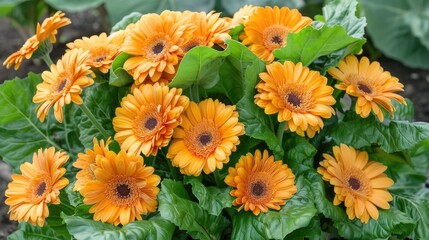 Fototapeta premium A close-up shot of a bunch of bright orange flowers