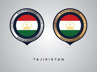 Made in Tajikistan. labels, stickers, pointer, badge and symbol of Tajikistan flag icon. Collection vector illustration