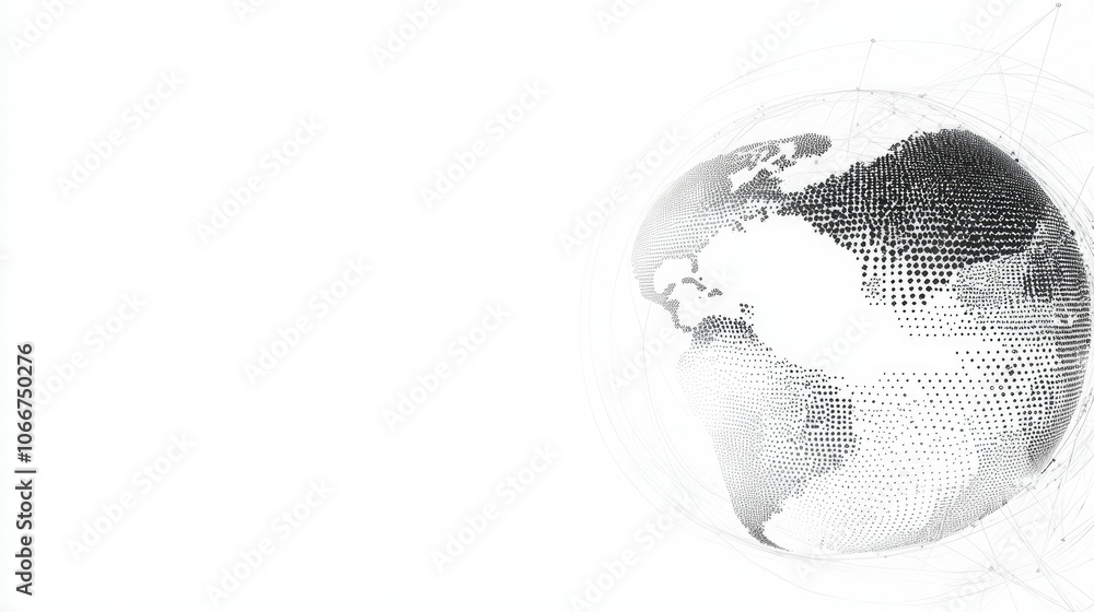 Poster abstract world map with dots on white background
