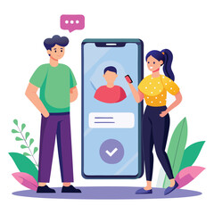 digital illustration featuring two people standing