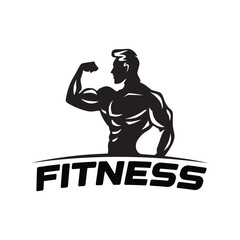 Fitness logo design vector illustration silhouette.