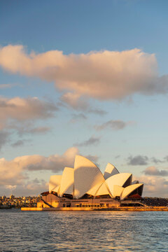 Distinctive building of Sydney Opera House&nbsp;- multi-venue performing arts centre - in sunset light. It is the most famous tourist attraction in Sydney, New South Wales, Australia.