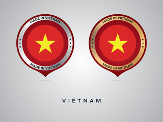 Made in Vietnam. labels, stickers, pointer, badge and symbol of Vietnam flag icon. Collection vector illustration