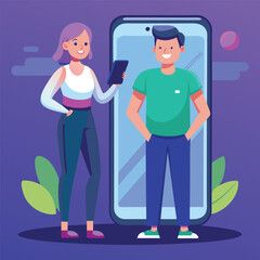 digital illustration featuring two people standing