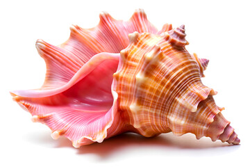 Sea shell isolated on white background. Clipping path included for easy extraction.