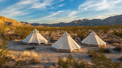 Eco-Friendly Tents in Beautiful Desert Landscape