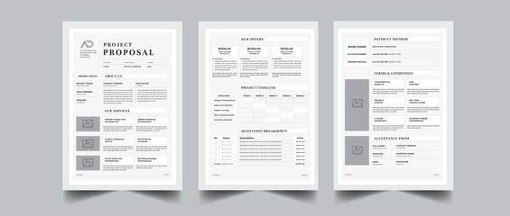 Project proposal and Project Plan layout design with 3 page full concept design