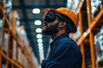 Employee enhances inventory management efficiency with augmented reality standards in logistics operations
