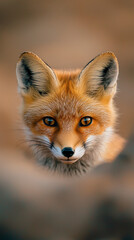 Fototapeta premium A Desert Kit Fox Watching from the Shadows of a Rock