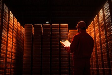 Streamlined inventory check by supervisor using digital clipboard standards for effective logistics management