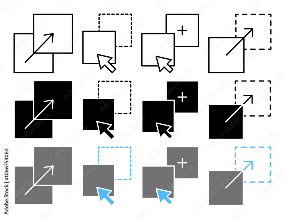 Poster drag and drop vector icon collection. vector illustration set.