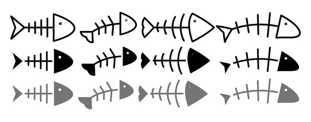 Fishbone vector icon collection. vector illustration set.