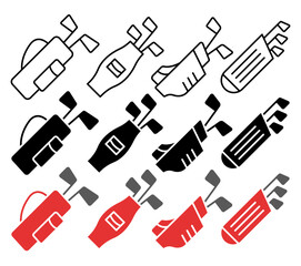 Golf bag vector icon collection. vector illustration set.