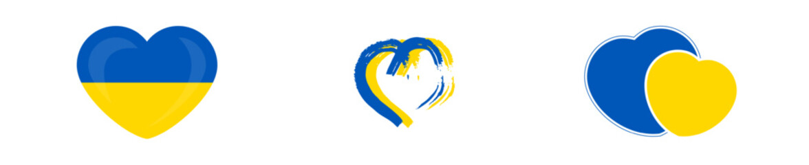 Set of hearts in Ukrainian colors