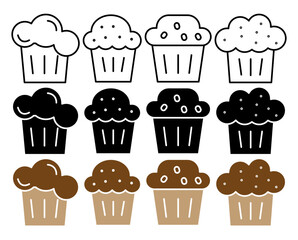 Muffin vector icon collection. vector illustration set.