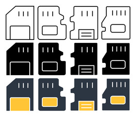 Memory card vector icon collection. vector illustration set.