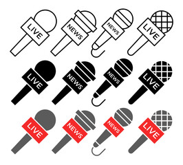 News microphone vector icon collection. vector illustration set.