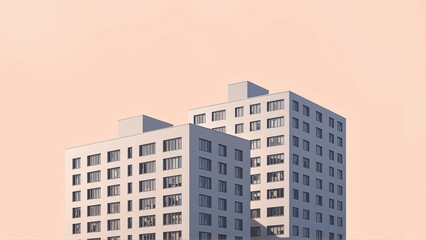 Fototapeta premium Generative AI, Minimalist Modern Architecture Against Pastel Sky