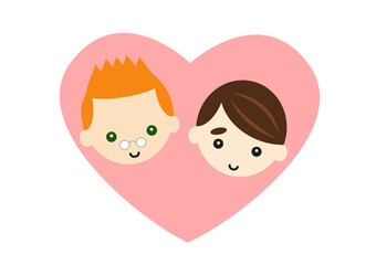 ハートの中の男性同士のカップル