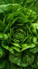 Fototapeta premium Green Lettuce Leaves: A Close-Up Look at Nature's Beauty