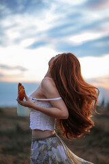 Portrait of a girl on a farm