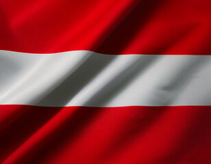 Naklejka premium Austria flag waving in the wind. Close up of Austria banner blowing, soft and smooth silk. Cloth fabric texture ensign background. Use it for national day and country occasions concept