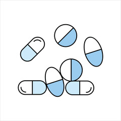 pill blue icon with white background vector stock illustration