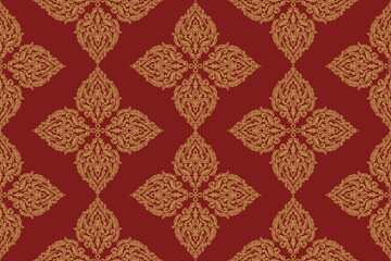 Ikat floral seamless pattern on background,damask seamless pattern,vector illustration,Ikat ethnic oriental embroidery,Aztec style,baroque.design for texture,fab,clothing,decoration,fashion.