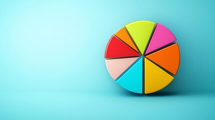 Obraz premium A colorful pie chart is displayed on a blue background