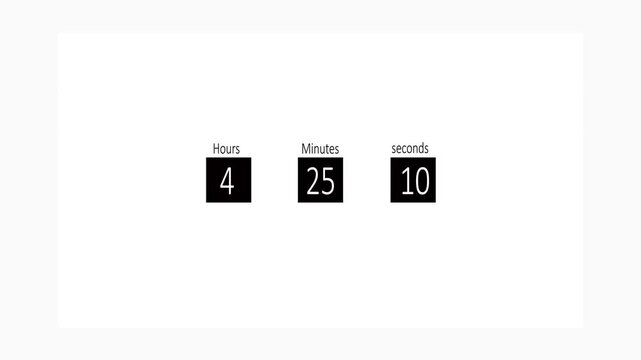 Time counter 0f 1 minute or 60 second on white screen. Countdown and time running animation