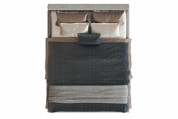 bed isolate on a transparent background, interior furniture, 3D illustration, cg render

