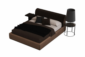 bed isolate on a transparent background, interior furniture, 3D illustration, cg render
