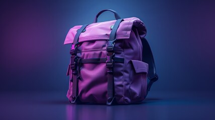 A modern purple backpack design with clean lines and a minimalist touch. AI generative