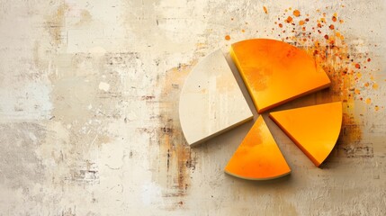 Colorful abstract pie chart on textured background