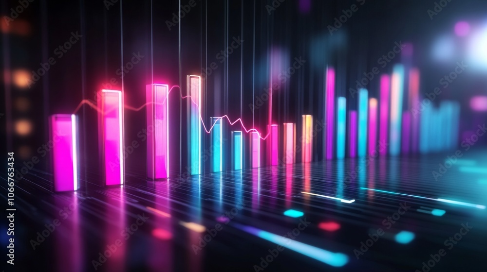Poster Colorful Abstract Bar Graph with Glowing Effects