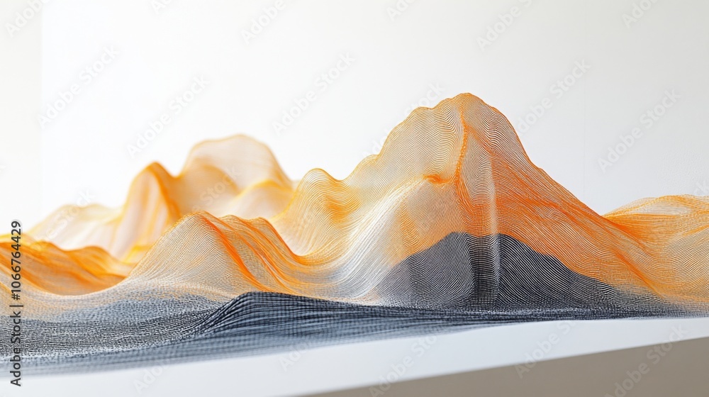 Poster 3d abstract mountain landscape model in soft colors