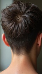 Naklejka premium Close-up of Scalp with Dark Brown Hair and Visible Dandruff Flakes